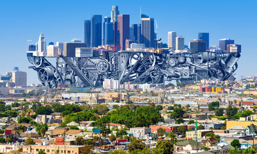 Los Angeles palm trees and coastal scenery