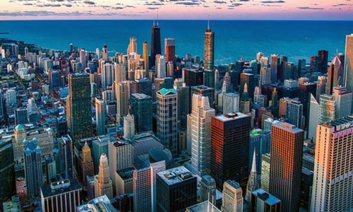 Chicago skyline and riverside views