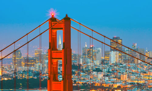 San Francisco bay view and suspension bridge
